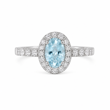 Cargar imagen en el visor de la galería, Anillo Aguamarina Diamantes Oval