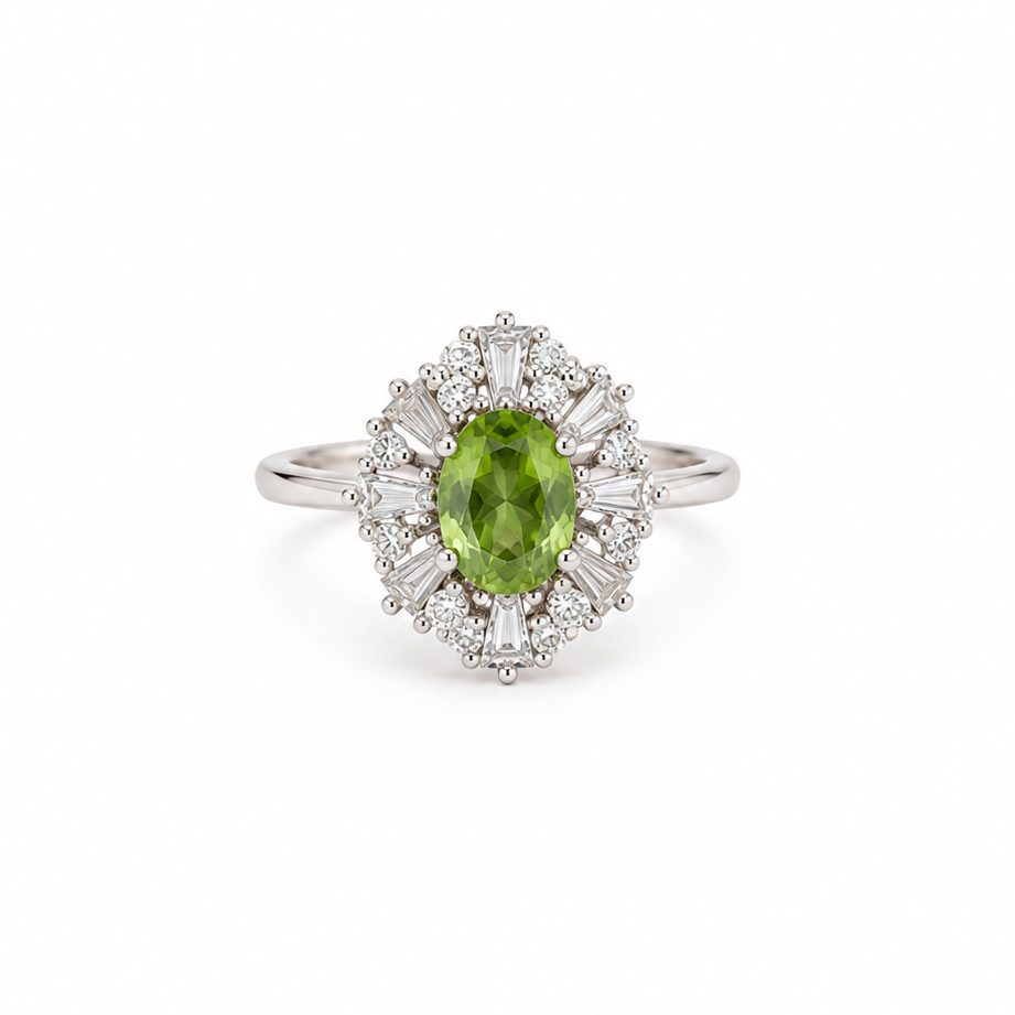 Anillo Circonia Green Silver