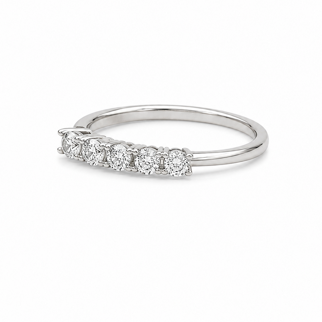 Anillo Cintillo Plata Circón Blanco