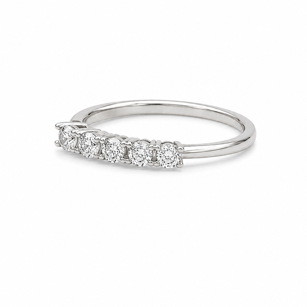 Anillo Cintillo Plata Circón Blanco