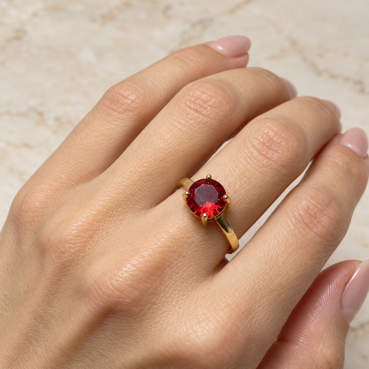 Anillo Silver Gold Plated Rubi Ajustable