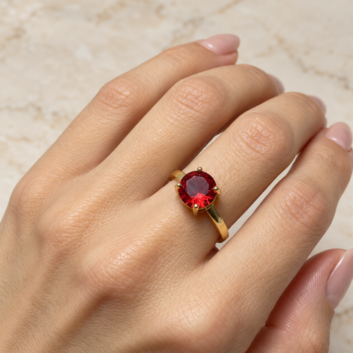 Anillo Silver Gold Plated Rubi Ajustable
