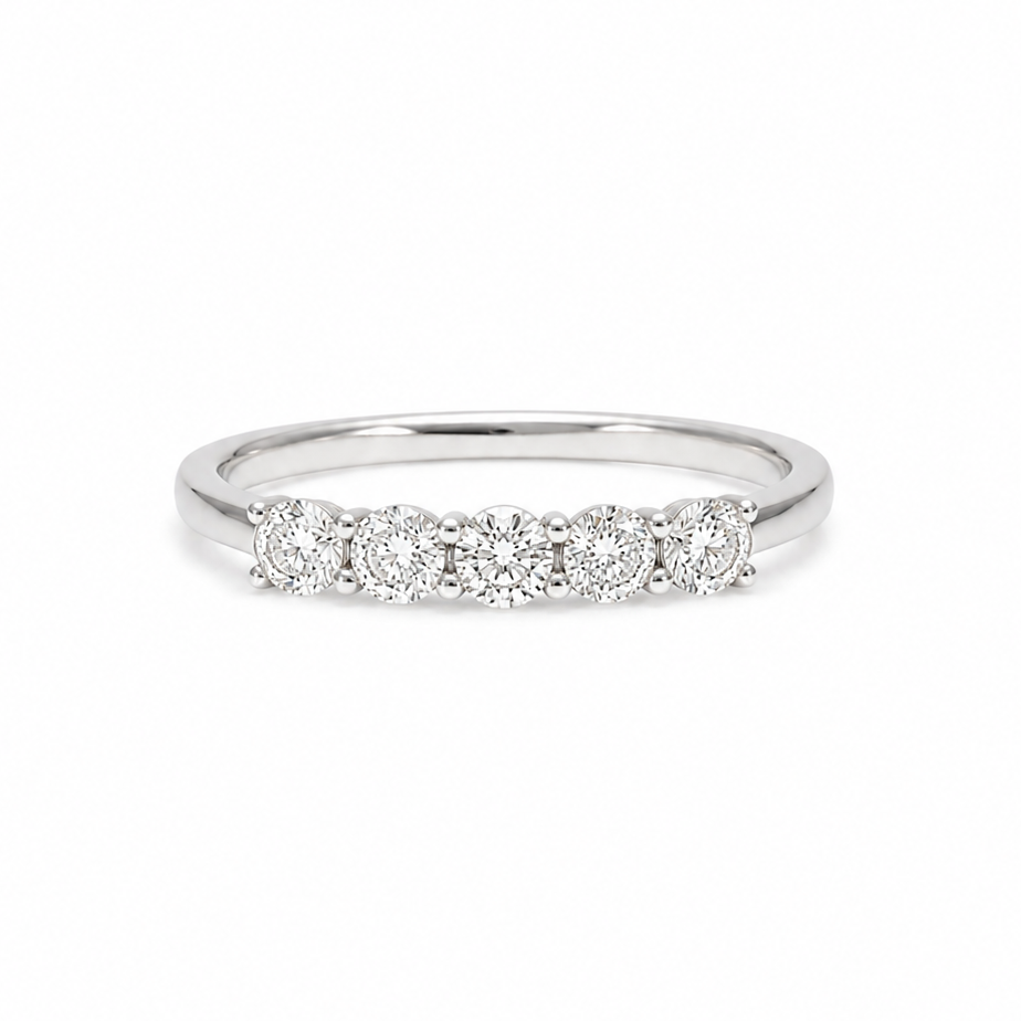 Anillo Cintillo Plata Circón Blanco