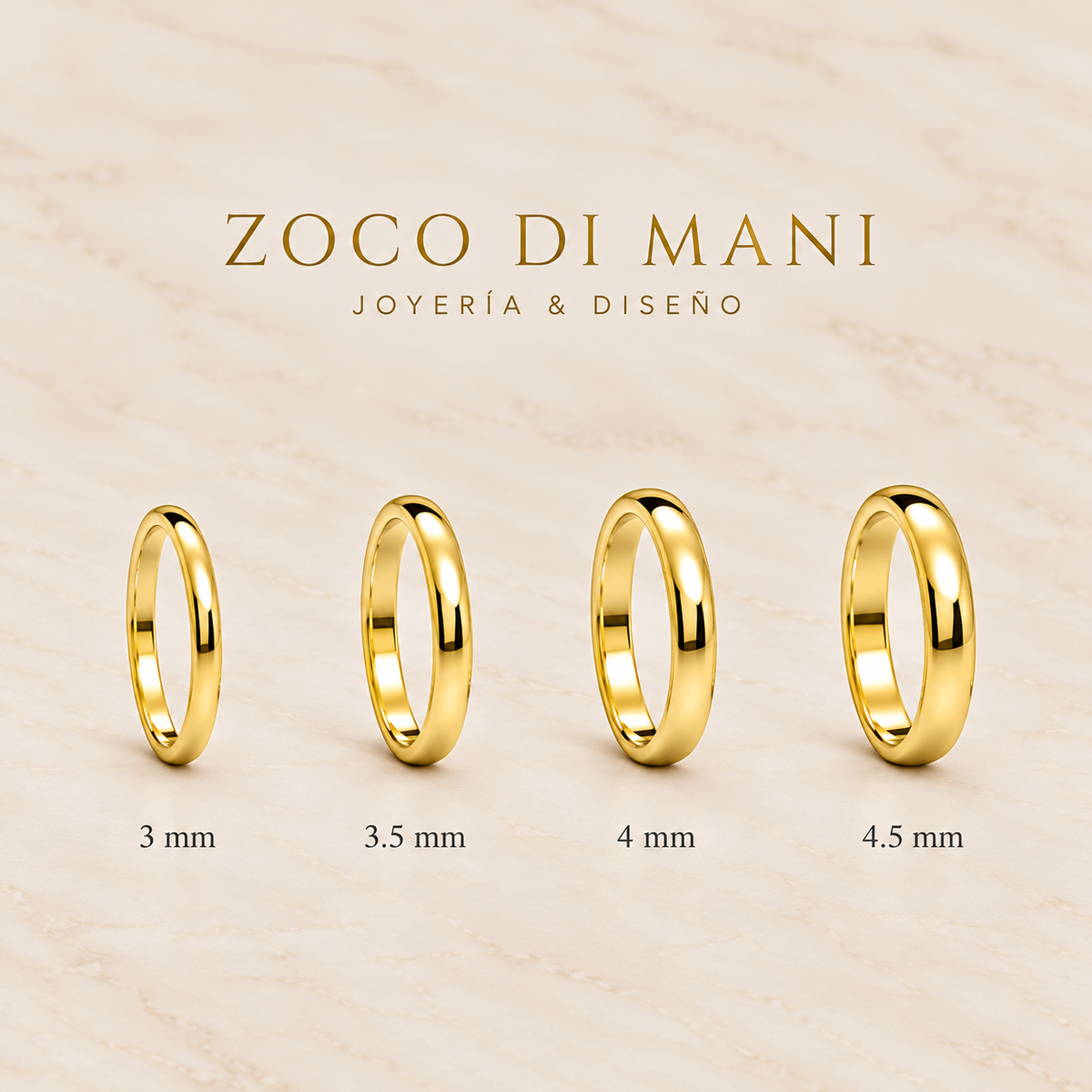 Argollas Matrimonio Inglés - Oro Amarillo