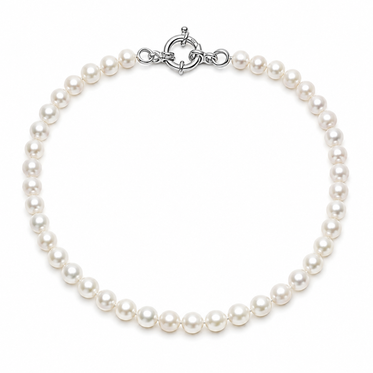 Collar Perla con Broche Timón en Plata