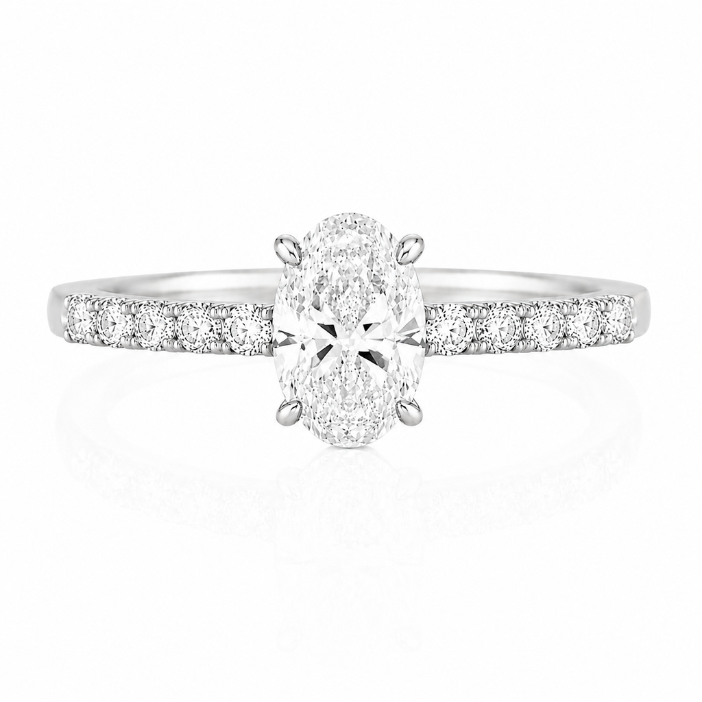 Anillo Diamante Central Oval