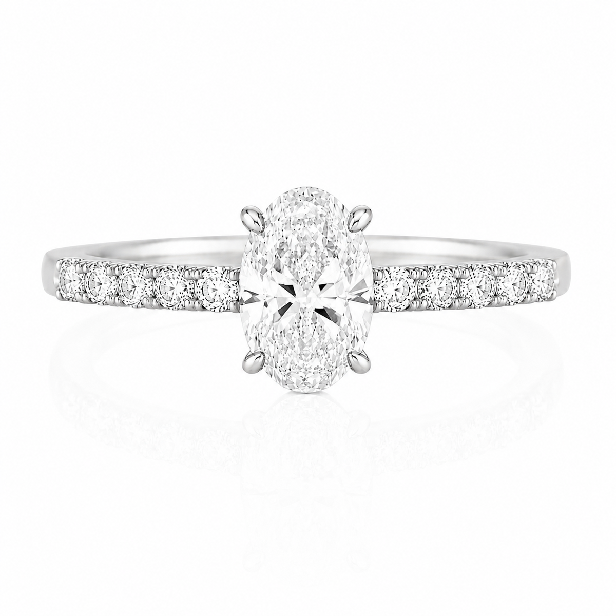 Anillo Diamante Central Oval