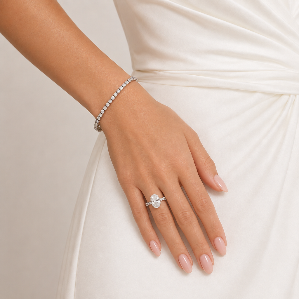 Anillo Diamante Central Oval