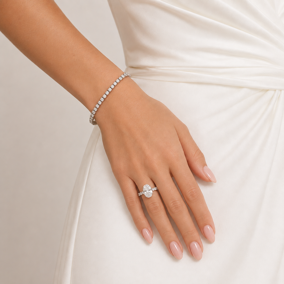 Anillo Diamante Central Oval