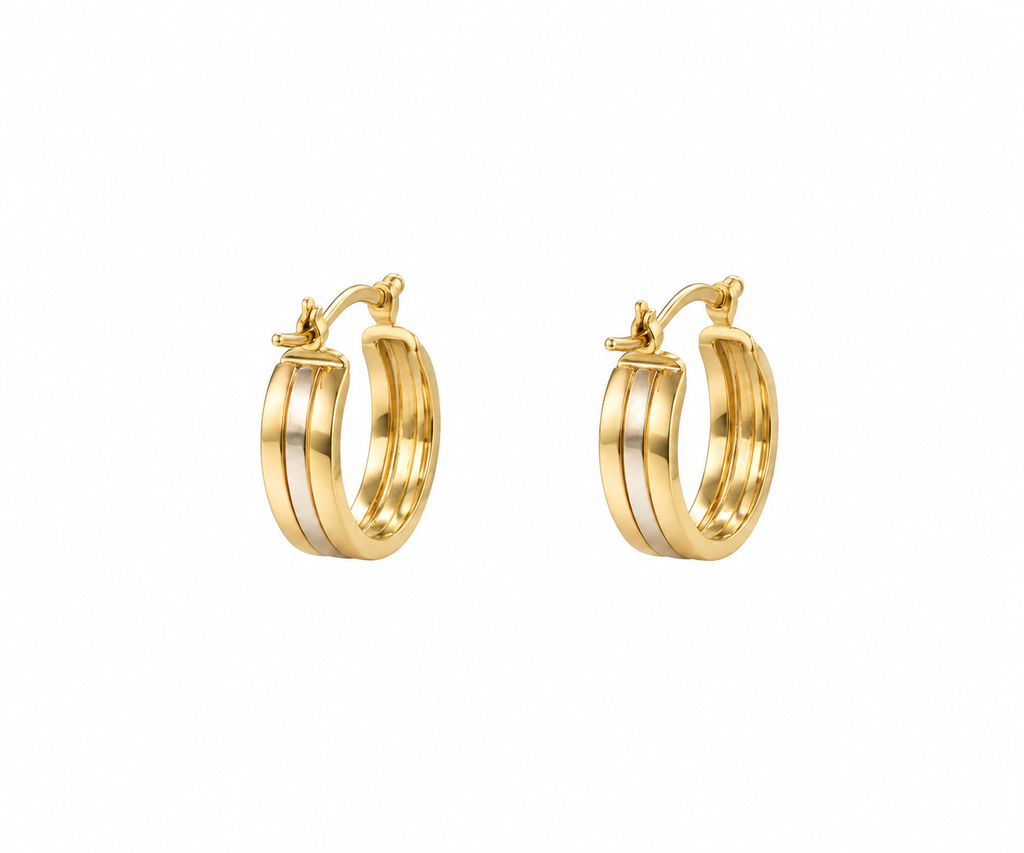 Aros Argolla Tres Bandas Oro 18K