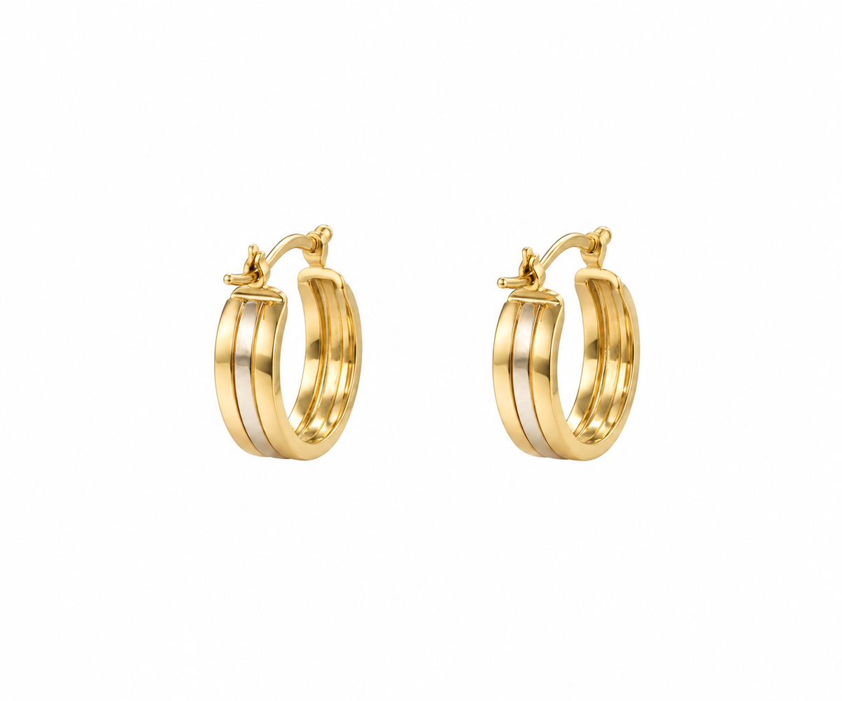 Aros Argolla Tres Bandas Oro 18K