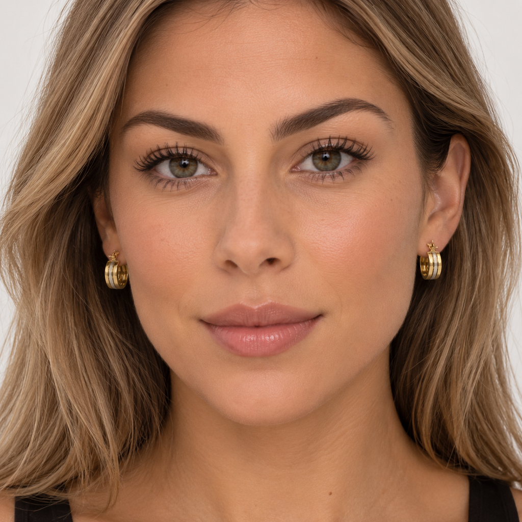 Aros Argolla Tres Bandas Oro 18K
