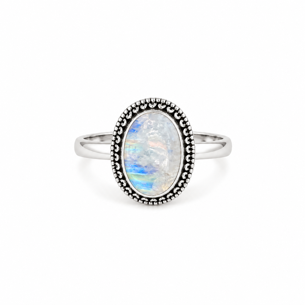 Anillo Cuarzo Natural Plata 925 | Luz de Luna