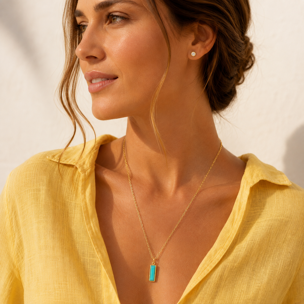 Collar Silver Gold Turquesa