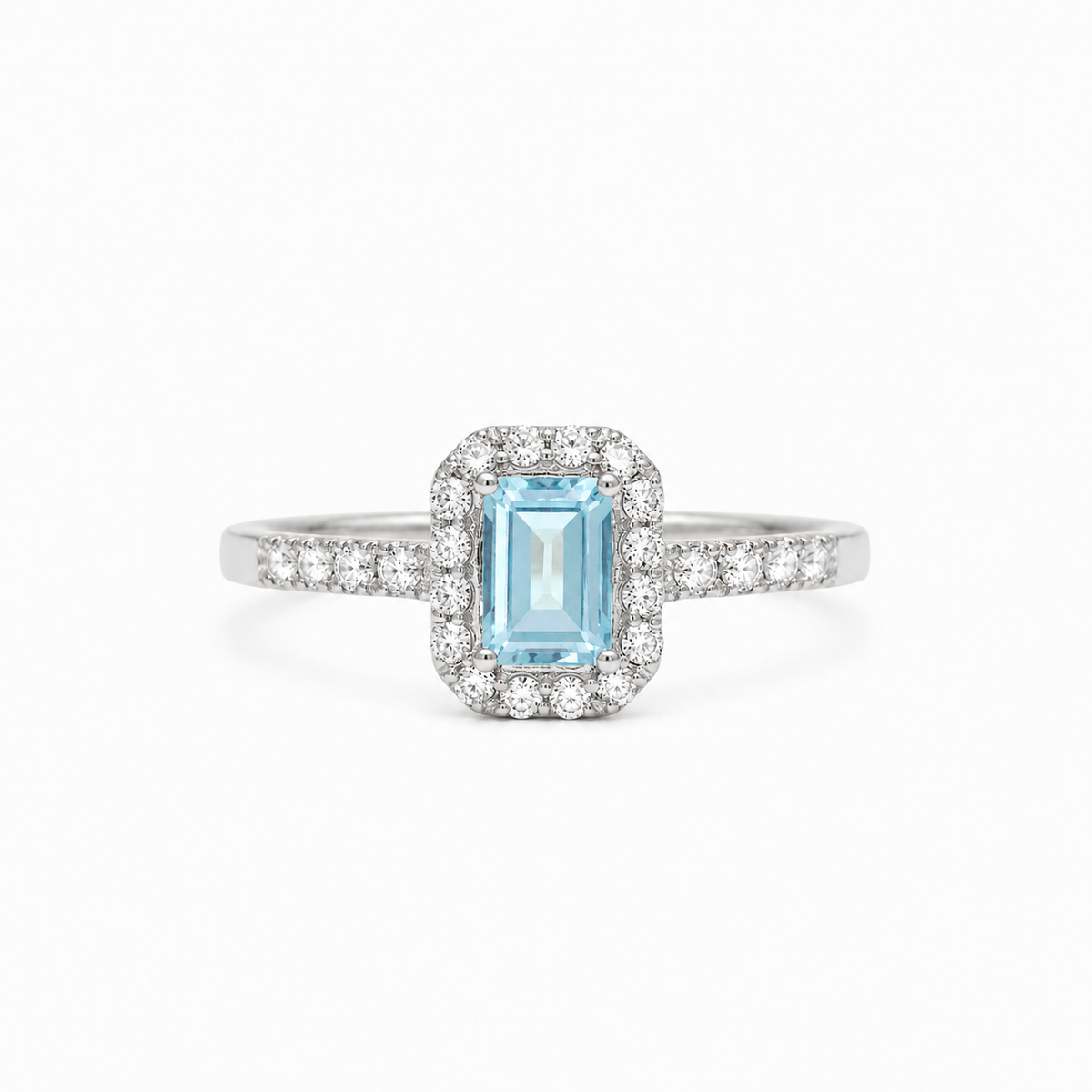Anillo Aguamarina Diamantes Gold