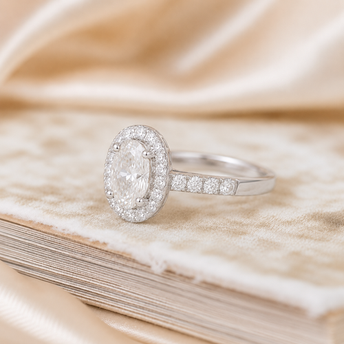 Anillo Diamantes Halo Oval