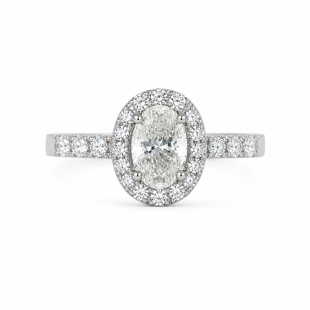 Anillo Diamantes Halo Oval