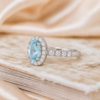 Anillo Aguamarina Diamantes Oval