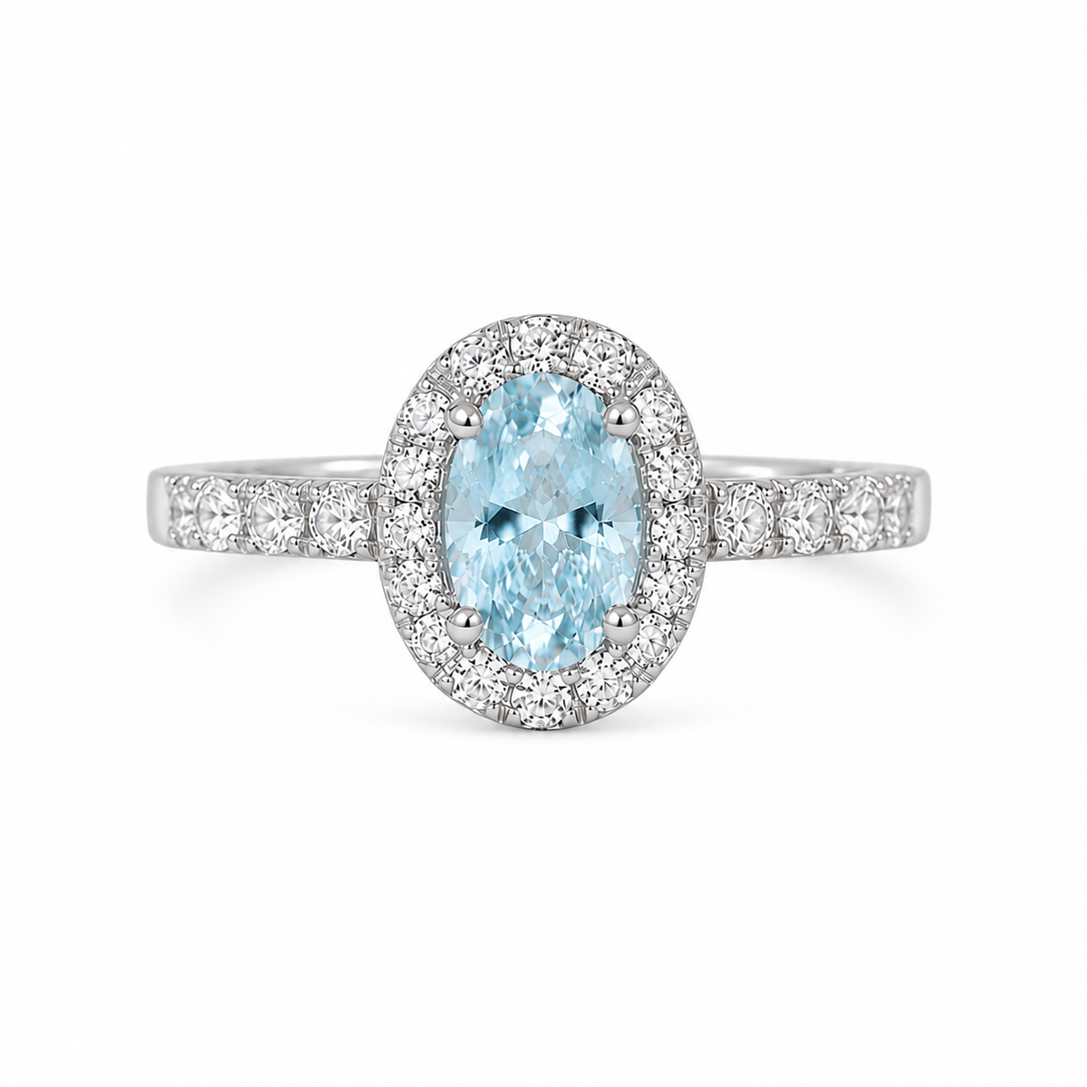 Anillo Aguamarina Diamantes Oval
