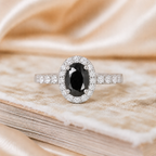 Anillo Diamante Negro Oval
