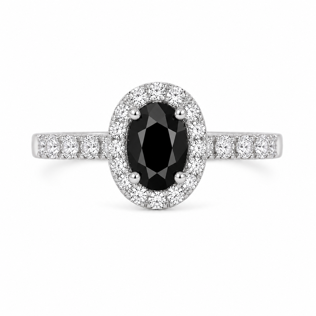 Anillo Diamante Negro Oval