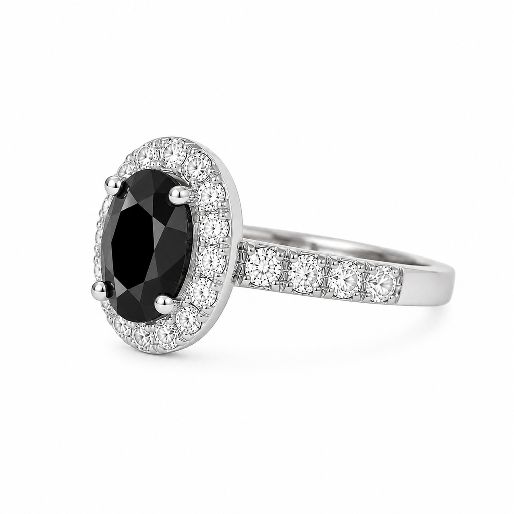 Anillo Diamante Negro Oval