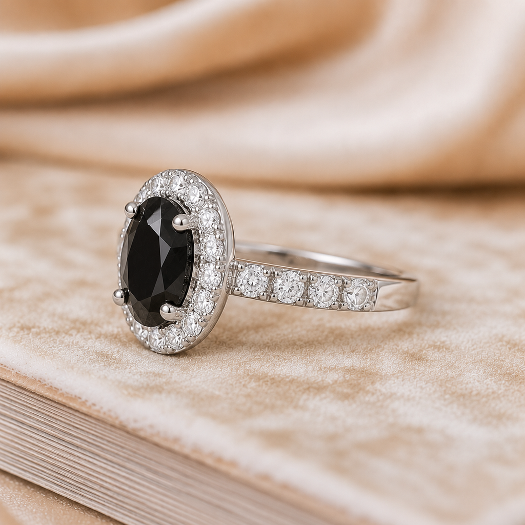 Anillo Diamante Negro Oval