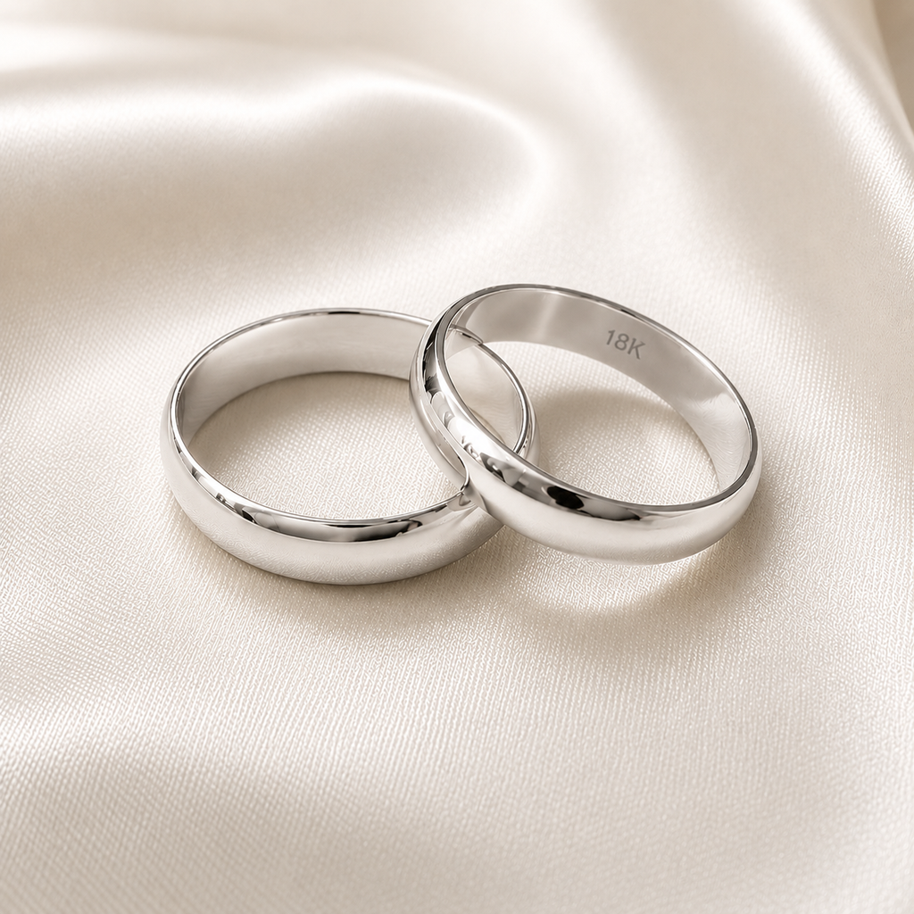 Argollas Matrimonio Media Caña- Oro Blanco