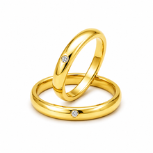 Cargar imagen en el visor de la galería, Argollas Matrimonio Inglés - Oro Amarillo Diamante
