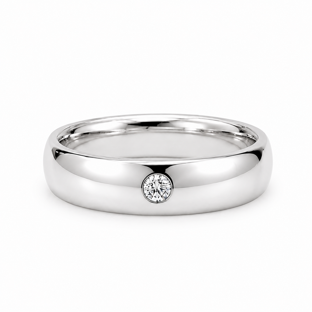 Argollas Matrimonio Inglés- Oro Blanco Diamante