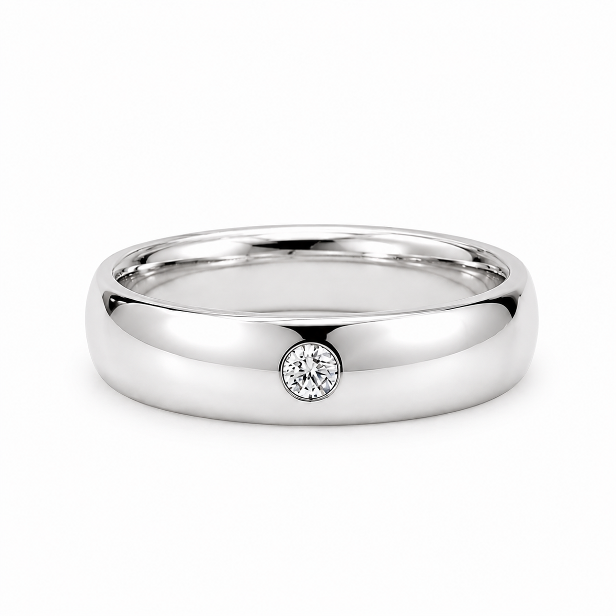 Argollas Matrimonio Inglés- Oro Blanco Diamante