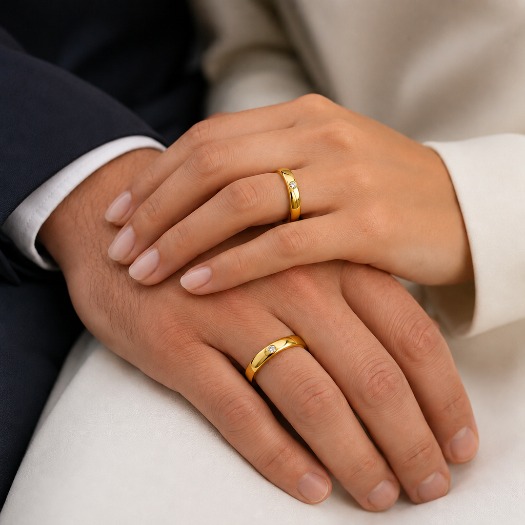 Argollas Matrimonio Inglés - Oro Amarillo Diamante