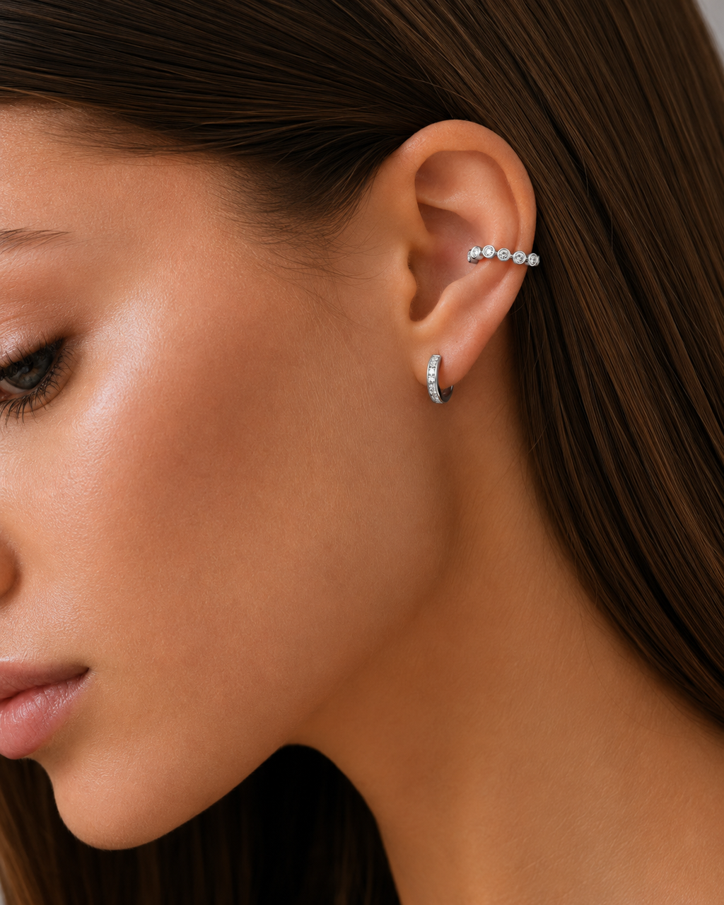 Aros Earcuff Silver Circón