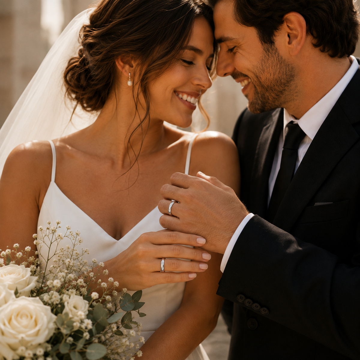 Argollas Matrimonio Media Caña- Oro Blanco