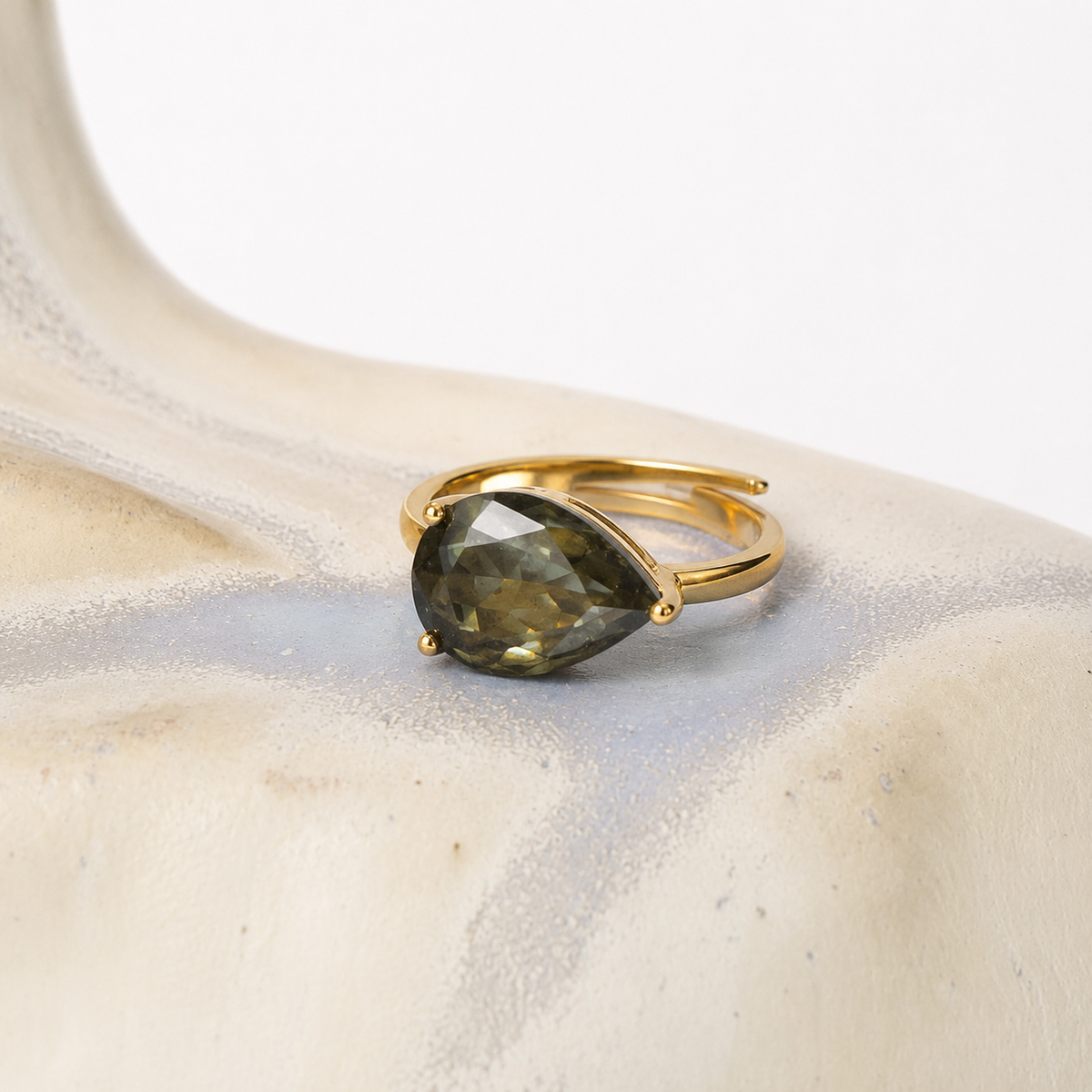 Anillo Silver Gold Plated Circón Ajustable