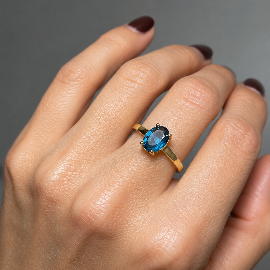 Anillo Silver Gold Plated Ajustable Turquoise