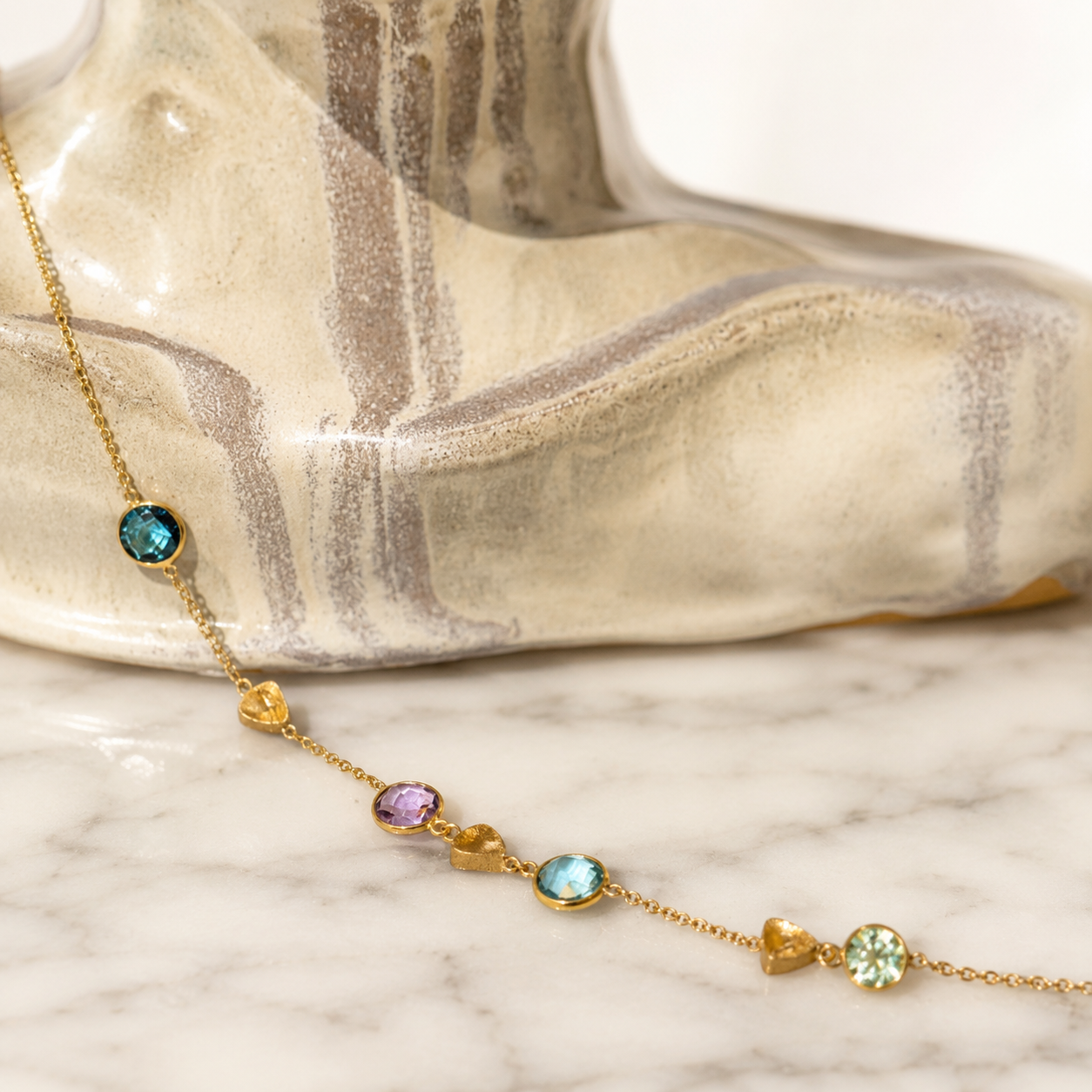 Pulsera Plata Gold Multipiedras