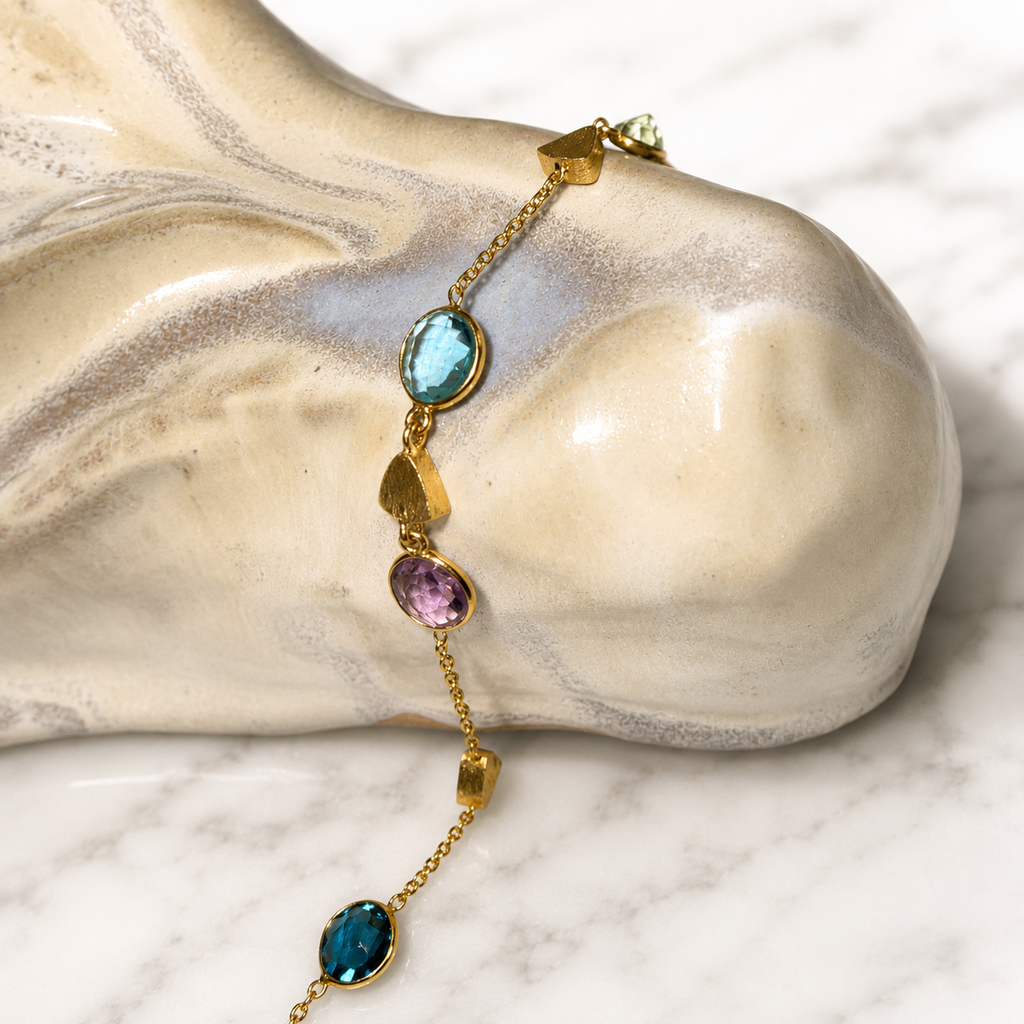 Pulsera Plata Gold Multipiedras