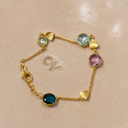 Pulsera Plata Gold Multipiedras