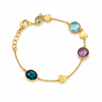 Pulsera Plata Gold Multipiedras