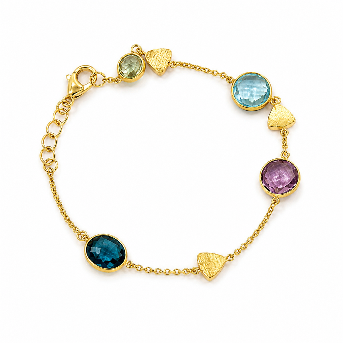 Pulsera Plata Gold Multipiedras