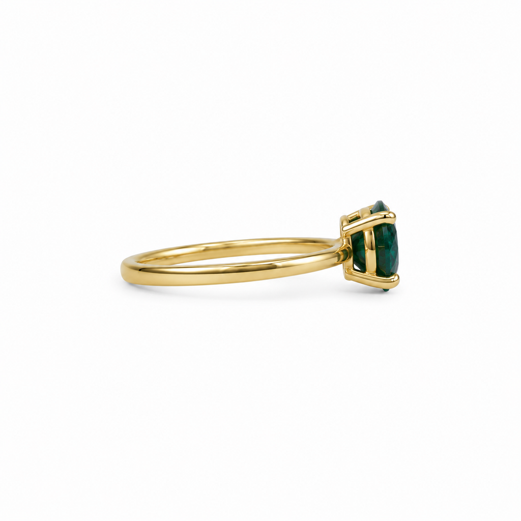 Anillo Silver Gold Plated Esmerald Ajustable