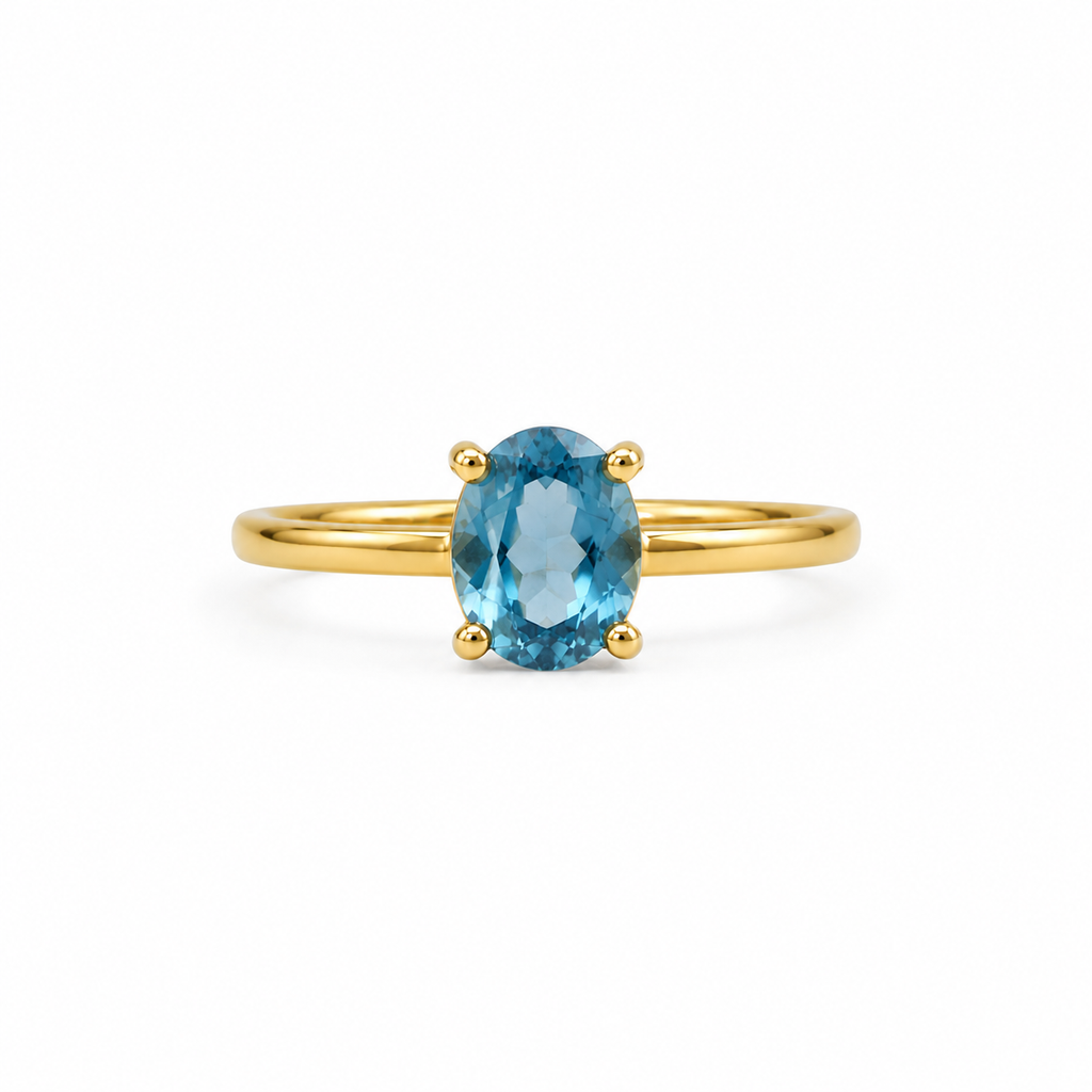 Anillo Silver Gold Plated Ajustable Turquoise