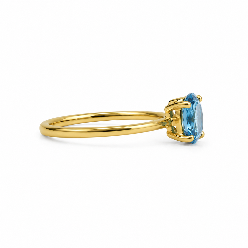 Anillo Silver Gold Plated Ajustable Turquoise