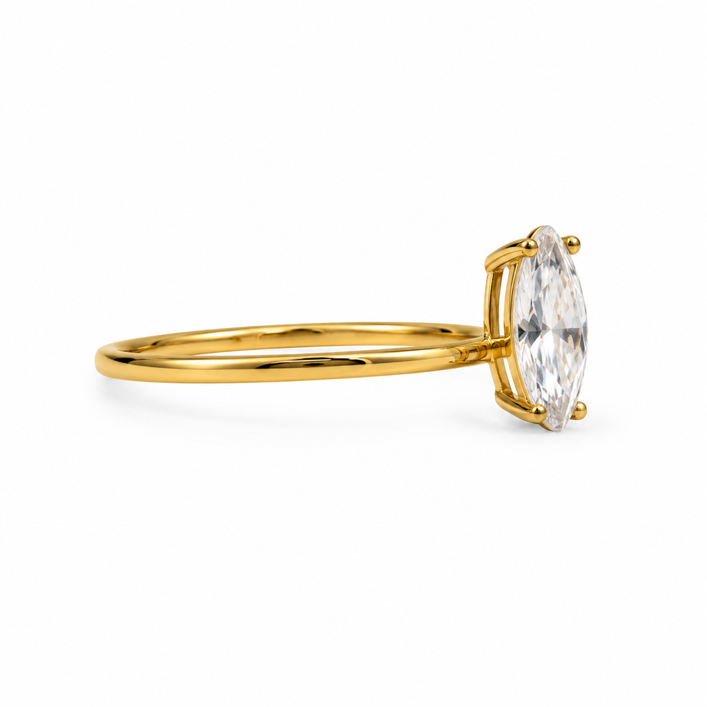 Anillo Silver Gold Plated Circón Ajustable
