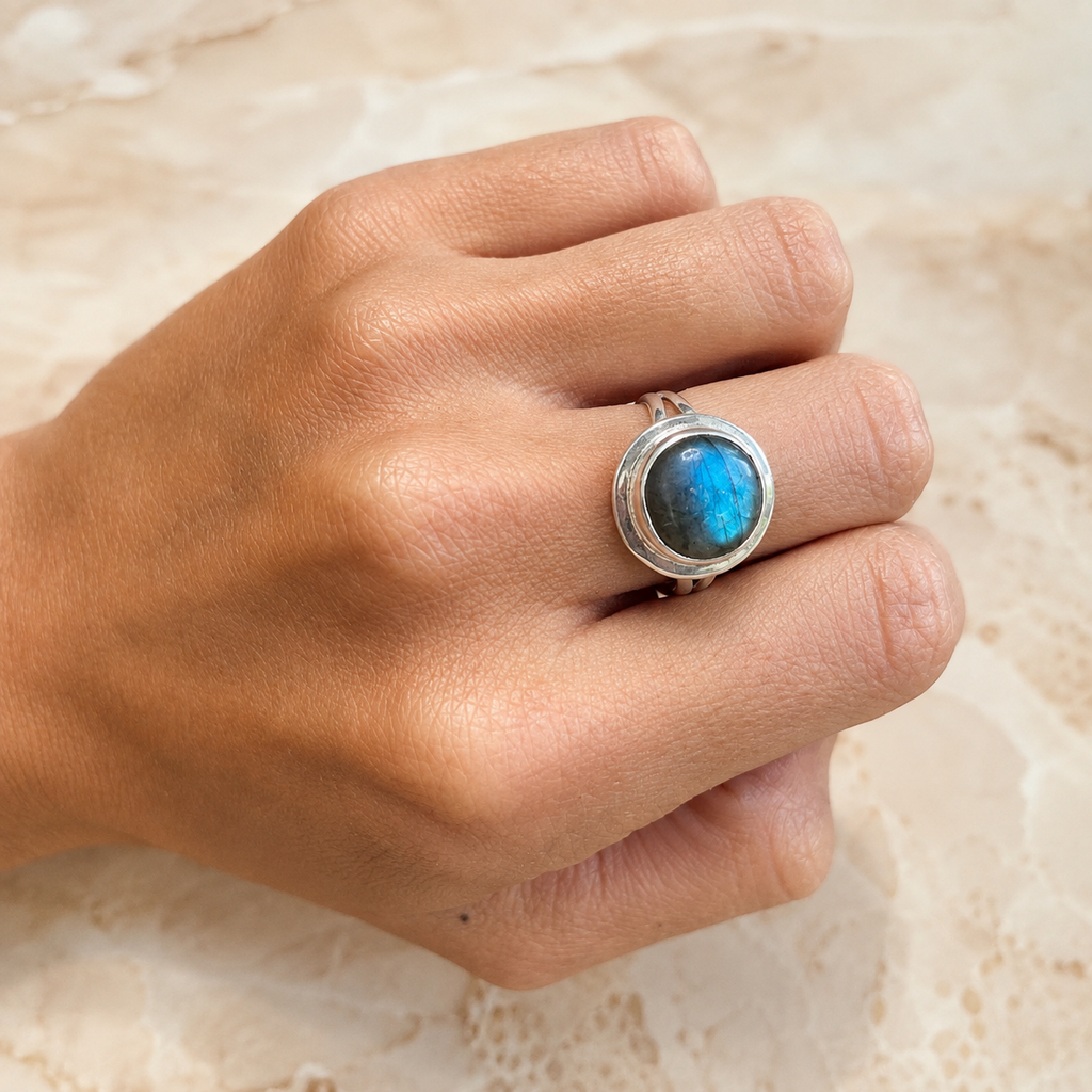 Anillo Labradorita Tornasol