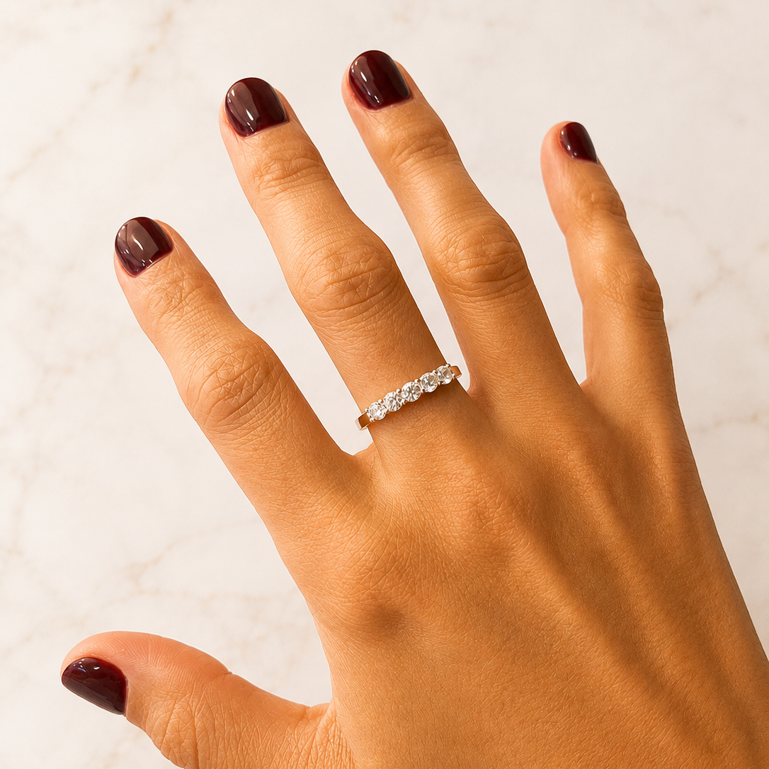 Anillo Cintillo Plata Circón Blanco