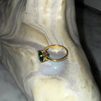Anillo Silver Gold Plated Esmerald Ajustable