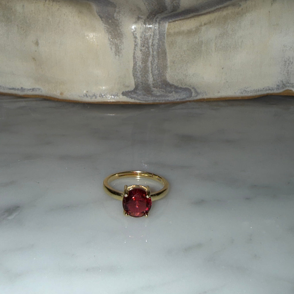 Anillo Silver Gold Plated Rubi Ajustable